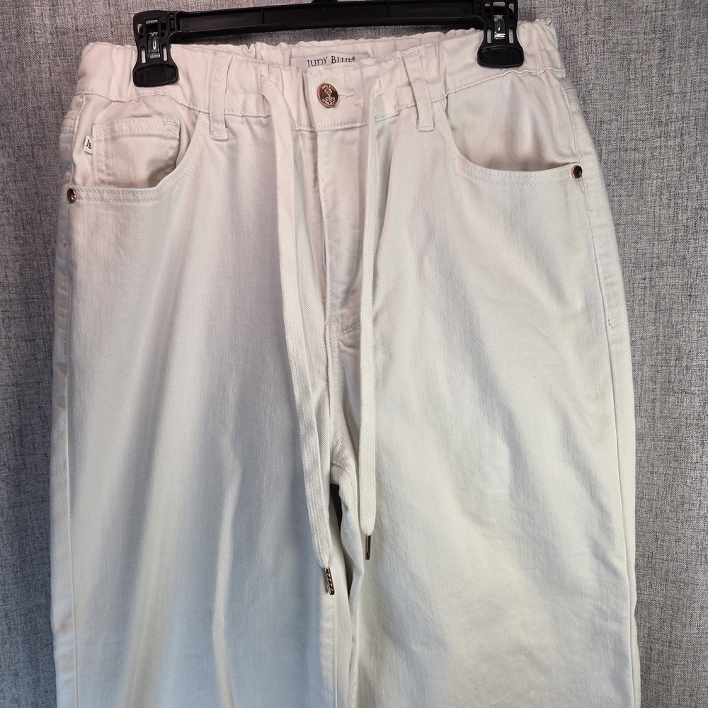 Judy Blue Palazzo Wide Leg Boho Pants 3 (US2) SHORT White Drawstring High Rise